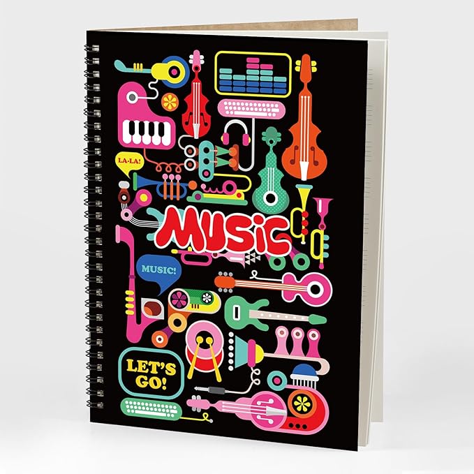 MAXCURY Blank Sheet Music Composition Manuscript Staff Paper Art Music Notebook Black 100 Pages 26x19cm (Music Factory)