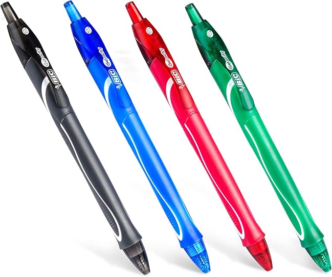 BIC Gel-Ocity Quick Dry Gel Pens, Medium Point Retractable Gel Pen (0.7mm), Assorted Colors, 3-Count