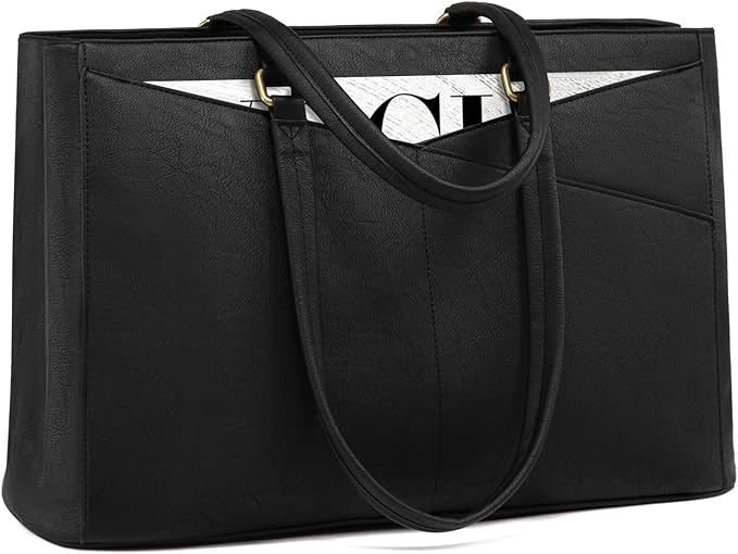 LOVEVOOK Laptop Bag for Women,17.3 Inch Laptop Tote Bag for Women,Vintage Leather Work Tote Bags Computer Teacher Bag,Waterproof Business Bag Office Briefcase