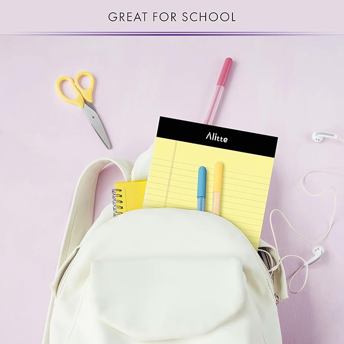 Yellow Legal Notepads 5x8, Pack of 12 - Perforated Narrow Ruled Writing Pad - Premium Thick Paper, No Ink Bleeding - Blank Legal Pads For Home, Office, School, Business - 50 Sheets Per Notebook