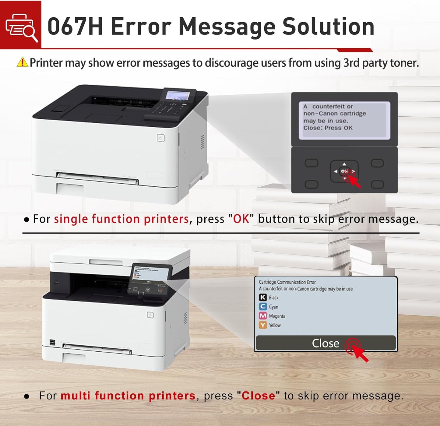 Compatible 067/067H Toner Cartridge Set High Capacity Replacement for Canon 067H/067 Toner Work with ImageClass MF656Cdw MF653Cdw MF654Cdw LBP632Cdw LBP633Cdw Printers(067 Toner ,4Pack)