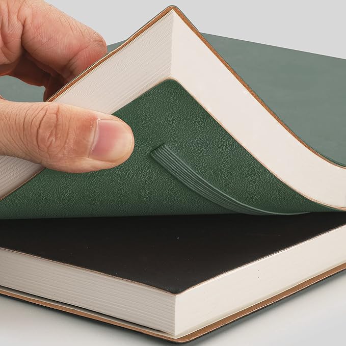 AHGXG Bullet Dotted Journal 2 Pack - B5 Large Journal Dot Grid Notebook (7.6'' X 10'') with Thick 120gsm Dot Paper, Soft Leather Cover, Total 384 Pages, Inner Pocket - BlackGreen