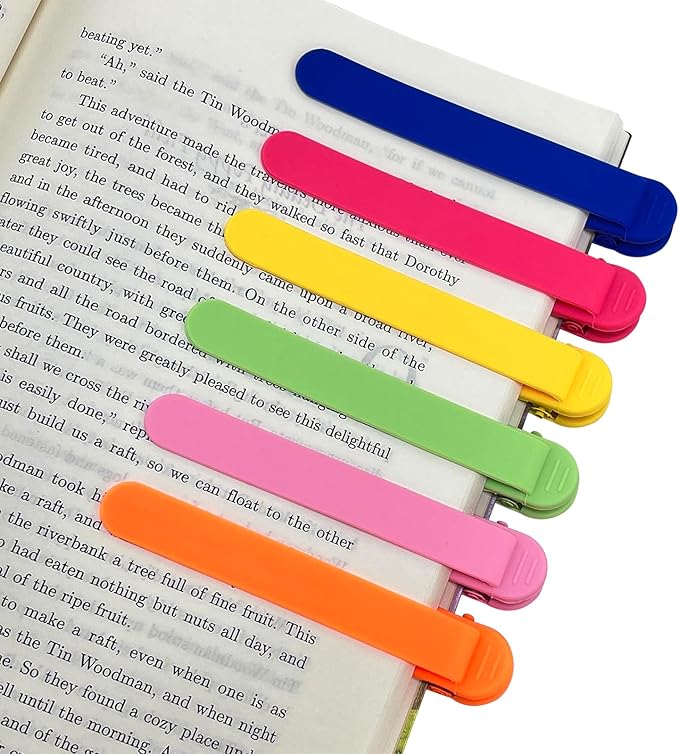 6Pcs Automatic Bookmark, Silicone Smart Book Marks for Reading Women, Men, Kids,Cute Unique Book Markers Bookmark Clip Reading Accessories Gifts for Book Lovers (Colorful 6pcs)