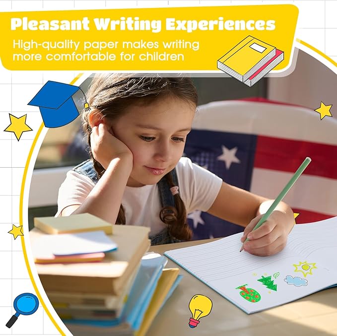 Henoyso 12 Pcs Primary Composition Notebook K-2 9 3/4 x 7 1/2 Inch Primary Journal Blank Writing Book for Kid to Write Draw and Journal 60 Page Notebook Back to School Supplies (Multicolored)