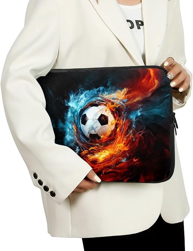 Football Lap Top Case for Men Boys 12 inch Laptop Sleeve Water and Flame Computer Sleeve Bag Portable Laptop Protector with Multiple Uses Ideal Gifts for Women Girls Tablet Bag Briefcase
