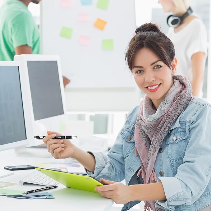 Zonon 12 Pieces Inspirational Pens Bulk Easter Basket Stuffers Motivational Quotes Ballpoint Pens with Stylus Tip Inspirational Gifts for School Office Teachers(Black,Motivational Style)