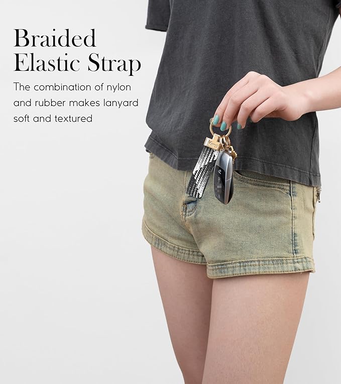 SENLLY Car Keychain, Stretchy Key Holder, Original Elastic Anti-Drop Design Finger Lanyard Strap