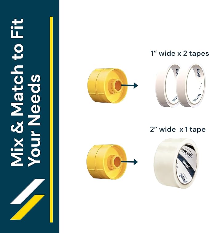 EXCELL Multi Roll Tape Dispenser Holder with Cutter: Durable Metal Construction, Cutting Angle Range, Anti-Rust Blade. Adjustable Tension for Perfect Tape Application. (2 Inch)