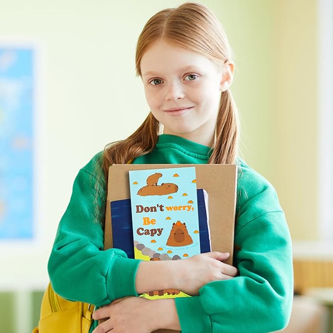 Don't Worry Be Capy Sticky Notes Set, 550 Sheets, Capybara and Orange Pattern Self-Stick Notes Pads Animal Divider Tabs Bundle Writing Memo Pads Back to School Office Supplies Small Gift