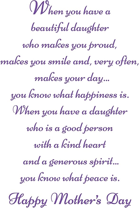 Chuck's Card-O-Rama - Mother's Day For Daughter Card - MADE in USA Greeting Card - Premium Card Stock, Envelope Included - 5" x 7.75" - Packaged in Extra Sturdy Mailer - 34071