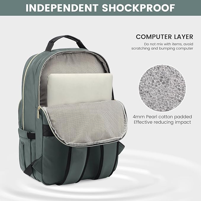 LOVEVOOK Laptop Backpack for Women 17.3 inch,Cute Womens Travel Backpack Purse,Professional Laptop Computer Bag,Waterproof Work Business College Teacher Bag Carry on Backpack with USB Port,Grass Green