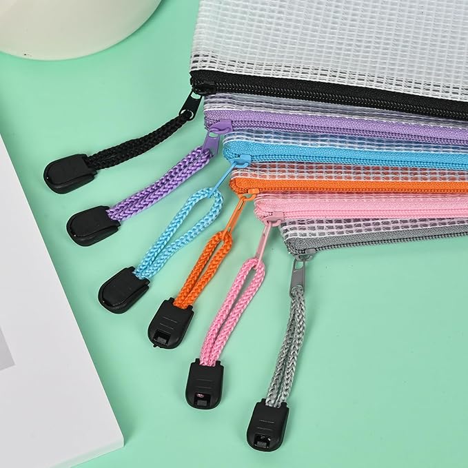 Mesh Zipper Pouches,Zipper Bags A3 A4 Size,24 Pcs Plastic Storage Bags for Classroom Organization,Craft Project,Board Game and Travel Storage.