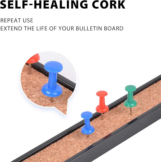 Corksidol Bulletin Bar Strip, Cork Board, 15" x 1", Classroom, Office, Cubicle, Aluminum Frame (Black)