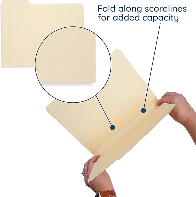 200 Blue Summit Supplies Manilla Folders - Letter Size File Folders with 1/3 Cut Top Tabs, Assorted Positions, Durable 11pt Manila Paper for Office Organization