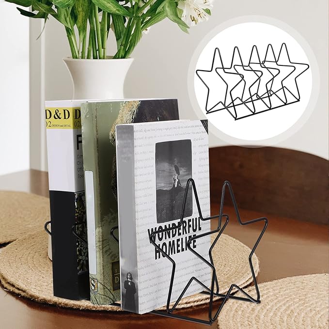 Zerodeko Desktop Organizer Book Holder Vinyl Record Storage Holder Star Shaped Magazine File Storage Desktop File Folder Holder for File Magazine Vinyl Record Desktop Organizer Book Holder