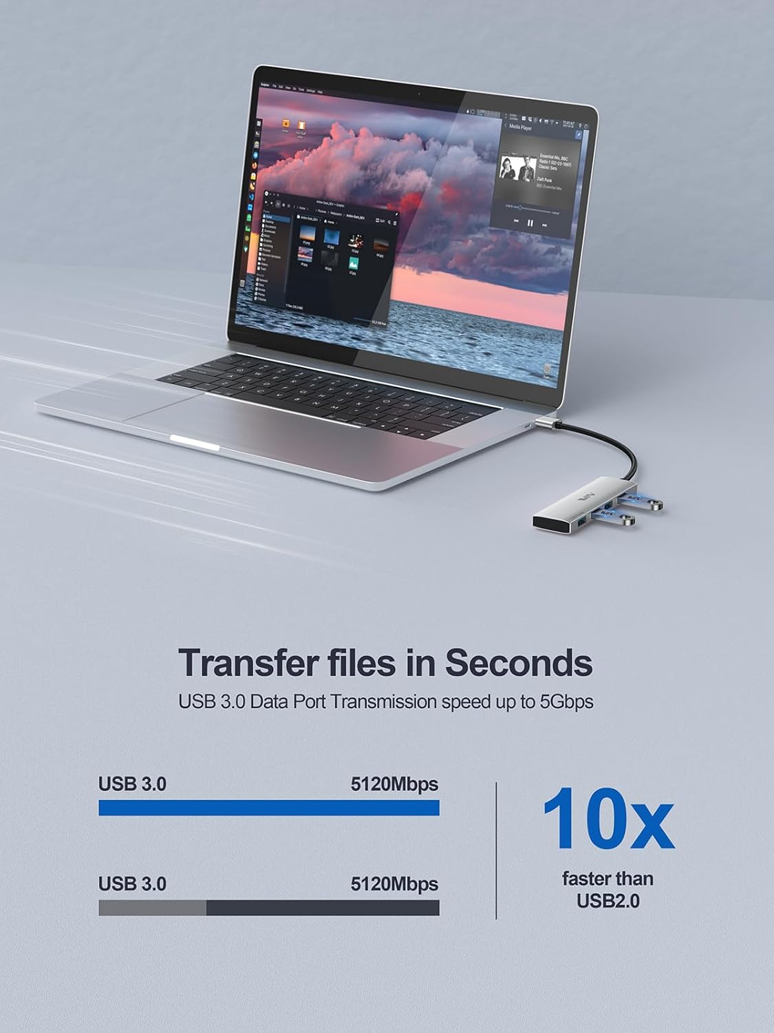 USB 3.0 Hub,4 Port USB Splitter Extender Portable Adapter Multiport Data Hub for Laptop,Xbox, Flash Drive,HDD,Console,Camera,Keyborad,Mouse Windows,Mac OS PC,Not Designed to Charge Devices-Sliver