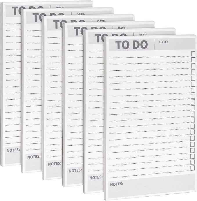 Paper Junkie 6 Pack To Do List Notepads, Daily Reminder Checklist (8.5 x 5.5 In, 60 Sheets Each)