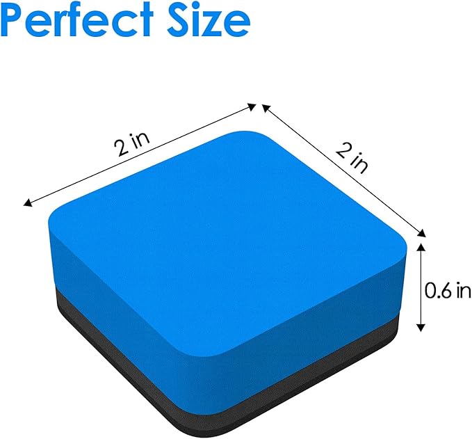 MaxGear Dry Erase Erasers, 48 Pack Magnetic Whiteboard Erasers for Classroom, Mini Whiteboard Cleaning Pads, Chalkboard Wiper Teacher Supplies for School, Office, Home （Blue, 2 x 2 Inch