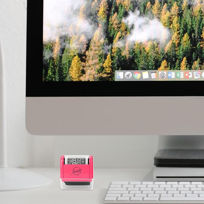 Miseyo Identity Theft Protection Roller Stamp Set - Peach (6 Refill Ink Incleded)