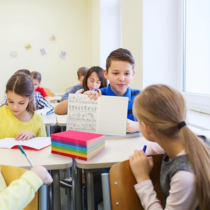 Gueevin 6 Pcs Blank Books for Kids to Write Stories Bulk Composition Notebooks Colorful Soft Cover Notebooks for Drawing Ruled Lined Journals Sketching Kindergarten Easter Gift (Classic Colors)