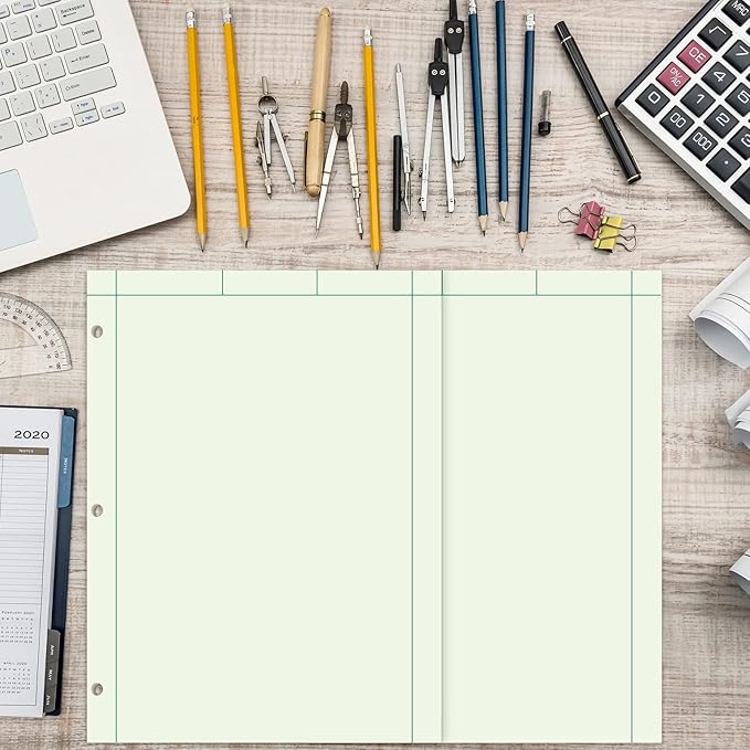 Seajan 2 Pcs Engineering Computation Pad Engineer Pad 8.5 x 11 Inches Engineering Notebook Graph Paper Notebook, 5 Squares Per Inch Evidence Engineering Pad, 100 Sheets/Pack (Green)