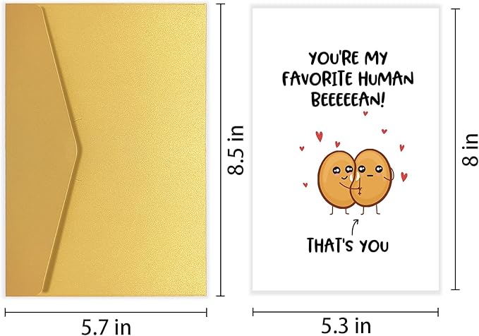 Cute Bean Pun Love Card, Funny Birthday Card for Him Her, Adorable Valentines Card for Boyfriend Girlfriend, Anniversary Card for Husband Wife