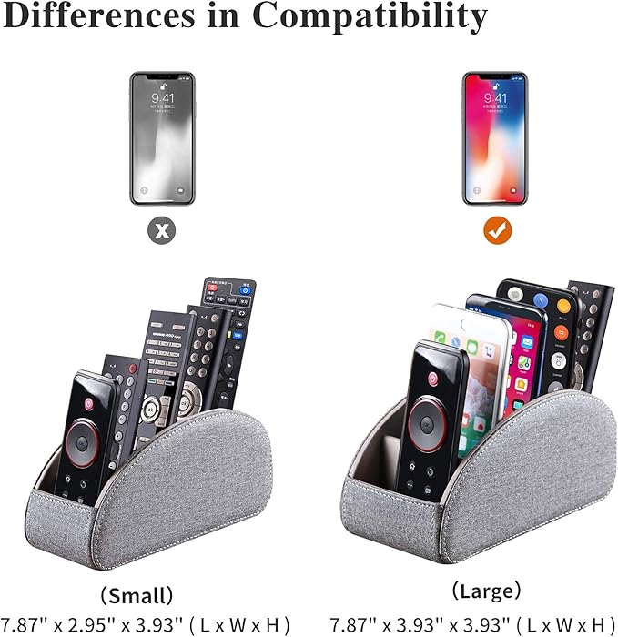 TV Remote Control Holder with 5 Compartments,Pu Leather Remote Caddy/Box/Tray Bedside Table Desk Storage Organizer for DVD, Blu-Ray, Media Player, Heater Controllers and Cosmetics Office Supplies