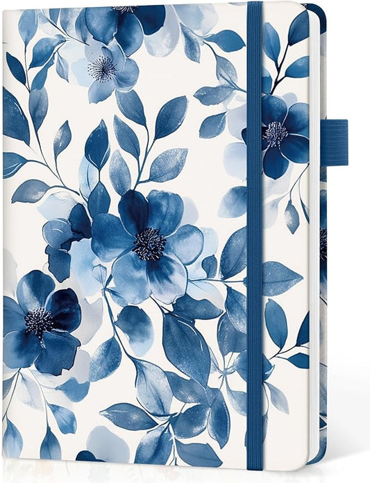 Bullet Dotted Journal Notebook for Women & Men, Hardcover Leather Journal for Writing, A5 Bullet Journaling Notebook for Work & Sketching, Perfect for Office School Home Supplies, 160 Pages, Watercolor Petal