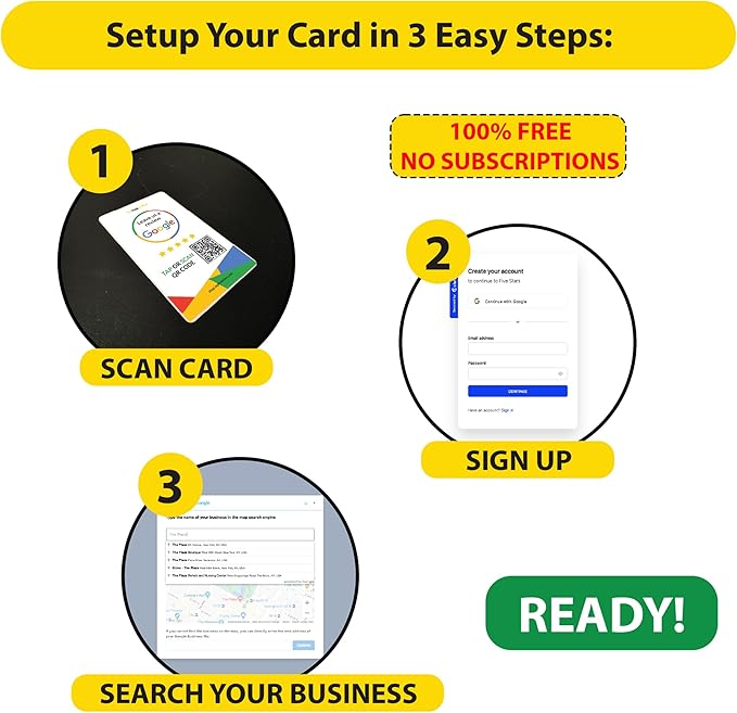 Tap Google Review Stands (5-Pack) by TapFive - Tap for Instant Reviews - All Phones Compatible - Reusable Smart Tap NFC & QR - Boost Business Reviews Zappy Fast - Powered by TapFive (White, 5 Stands)