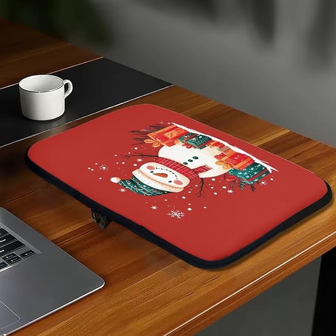 Cute Snowman Laptop Sleeve for Women Teen Girls 13 inch Laptop Protector with Multiple Uses Computer Carrying Case Christmas Tablet Bag Lap Top Case Men Laptop Protector