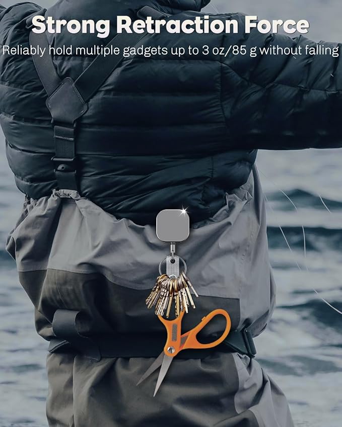 Uniclife 2 Pack Metal Retractable Keychain Heavy Duty Retractable Badge Reel for Badge Holder All Metal Casing with Stainless Steel Spring Coil 23.6 Inch Nylon Rope Belt Clip and Key Ring