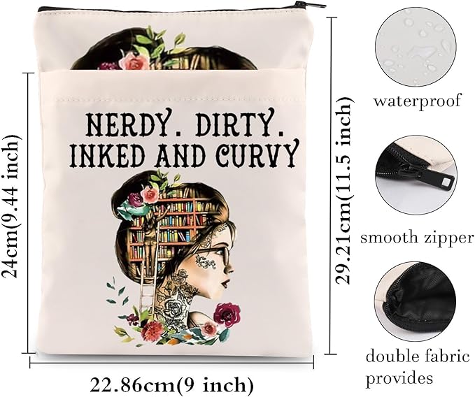 KEYCHIN Reading Lover Book Sleeve Book Club Librarian Gifts Nerdy Dirty Inked And Curvy Book Cover Book Lover Gifts Book Covers For Paperback (Nerdy Dirty BS)