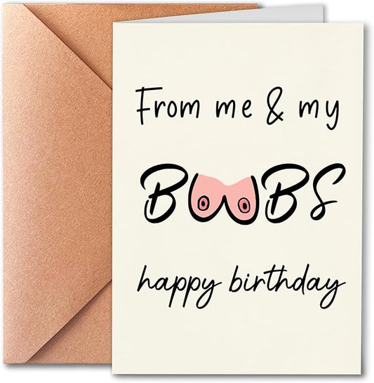 Funny Birthday Card, Happy Birthday From Me and Me, Rude Birthday Card for Boyfriend or Husband, Naughty Card for Him or Her, Funny Rude Gift, Joke Card, with Envelope