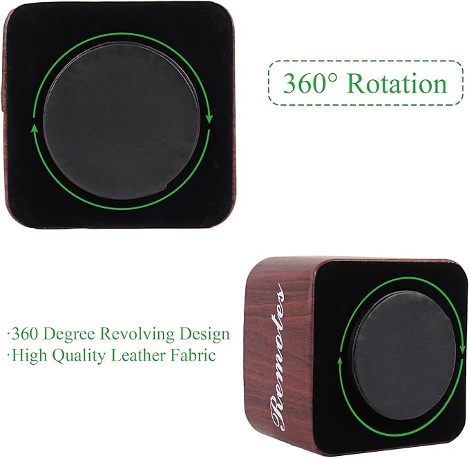 Hennaja Square Leather Art Supply Organizer,Remote Control Holder with Removable Dividers,360°Rotatable Pencil Holders,4 Compartments Organizer for Office Supplies Storage Box(1-Light Brown)