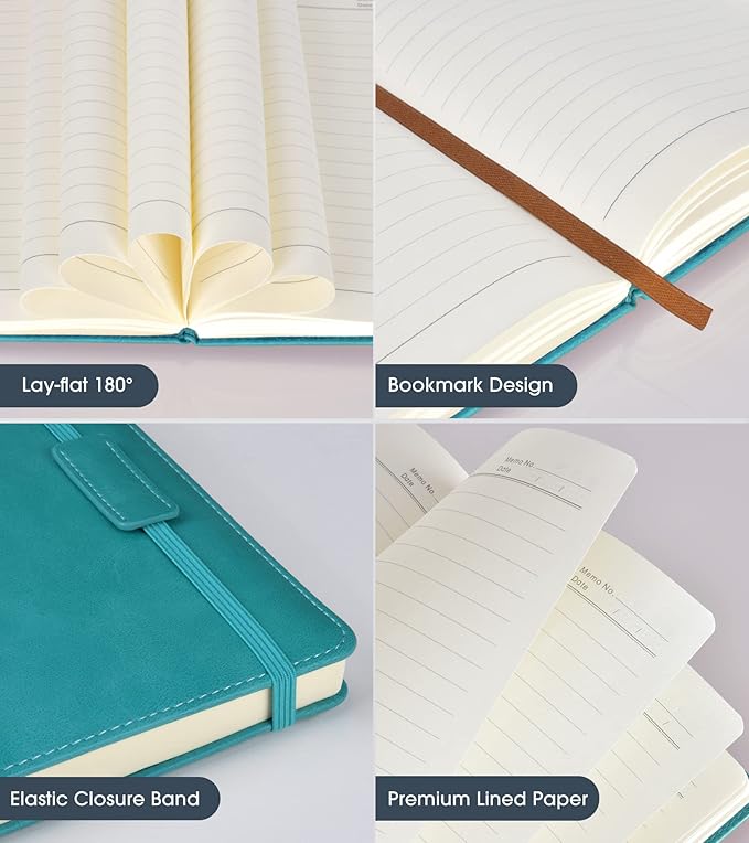 Lined Journal Notebook for Women Men,256 Pages A5 Hardcover Leather Journals for Writing,Travel,Business,Work & School,College Ruled Notebooks for Note Taking,Diary Notepad 5.7"×8.3" (blue)