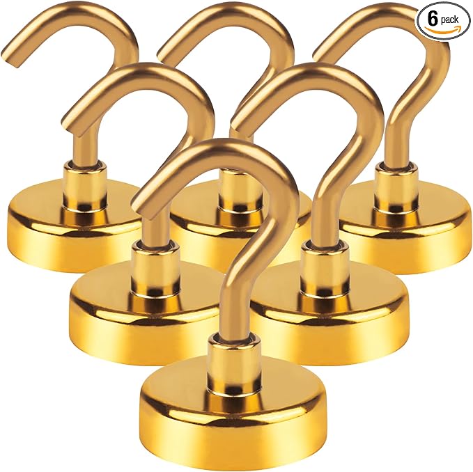 DIYMAG Magnetic Hooks, 30Lbs Strong Heavy Duty Cruise S-Hooks for Classroom, Fridge, Hanging, Kitchen etc, (6 Pack-Yellow)