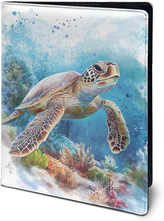 Cozeyat Underwater Sea Turtle Portfolio Padfolio Resume Folder with Pocket, PU Leather Interview Writing Legal Pads Document Organizer Portfolio with Business Card Holder