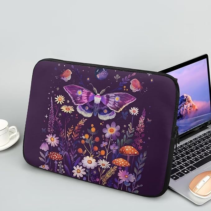 Butterfly Flower Laptop Protective Sleeve for Women Teen Girls 12 inch Laptop Covers with Large Capacity Lap Top Case Lightweight Computer Sleeve Bag Suitable Gifts for Holidays