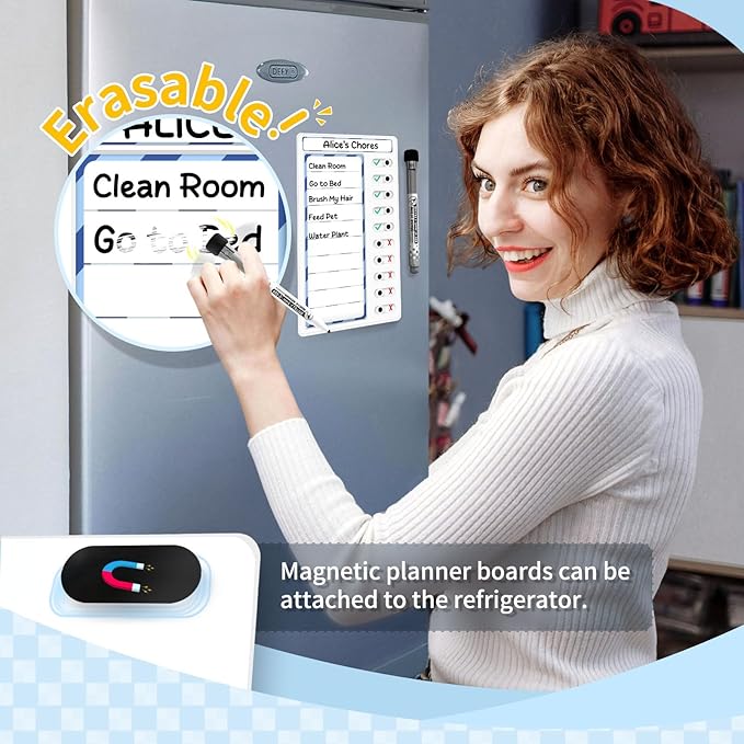 2 Pcs Chore Chart for Kids: Dry Erase My Chores Slider Chart, Magnetic Visual Schedule for Fridge, Kids Daily Checklist - ADHD Tools: to Do List and Routine Chart for Multiple Kids