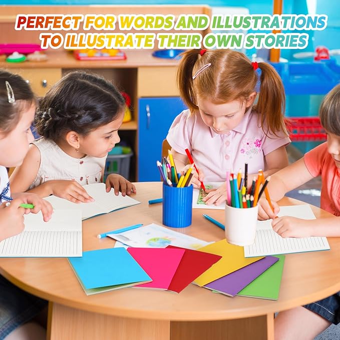 Gueevin 12 Pcs Blank Books for Kids to Write Stories Bulk Composition Notebooks Colorful Soft Cover Notebooks for Drawing Ruled Lined Journals Sketching Kindergarten Easter Gift (Classic Colors)