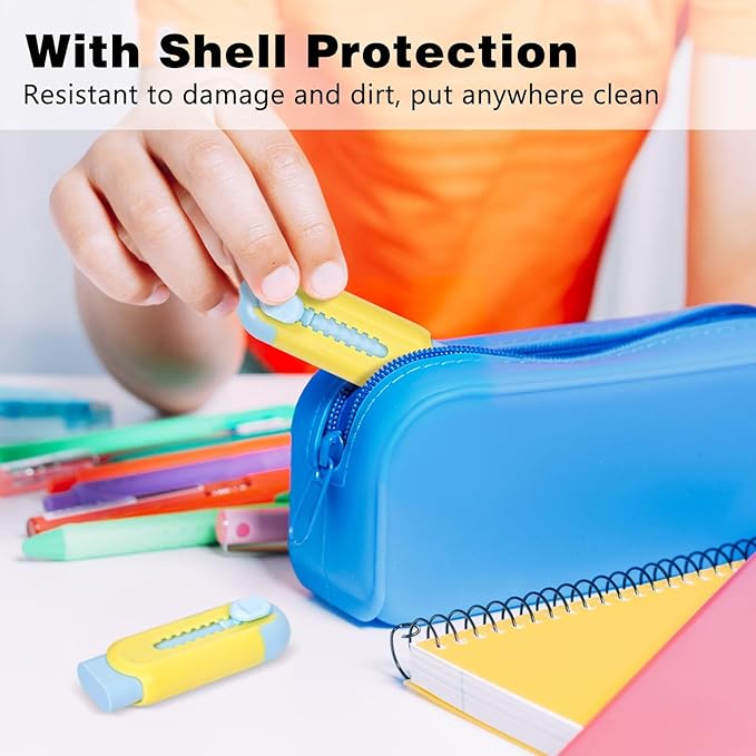 Pencil Erasers, Retractable Erasers for Pencils - Blue Yellow, Pack of 5