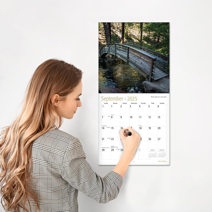 RED EMBER Water Pathways 2025 Wall Calendar 12 Month | 12" x 24" Open | Thick & Sturdy Paper | Giftable | Calendar 2025