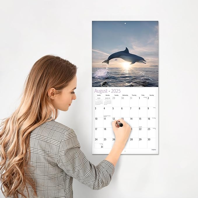 RED EMBER Dolphins 2025 Wall Calendar 12 Month | 12" x 24" Open | Thick & Sturdy Paper | Giftable | Calendar 2025