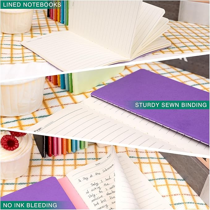 Lzerking Small Lined Notepads Bulk 36 Pack Mini Pocket Notebooks Journal Set Colorful Cover Notebooks for Kids 3.5 x 5.5 Inches, 30 Sheets/60 Pages