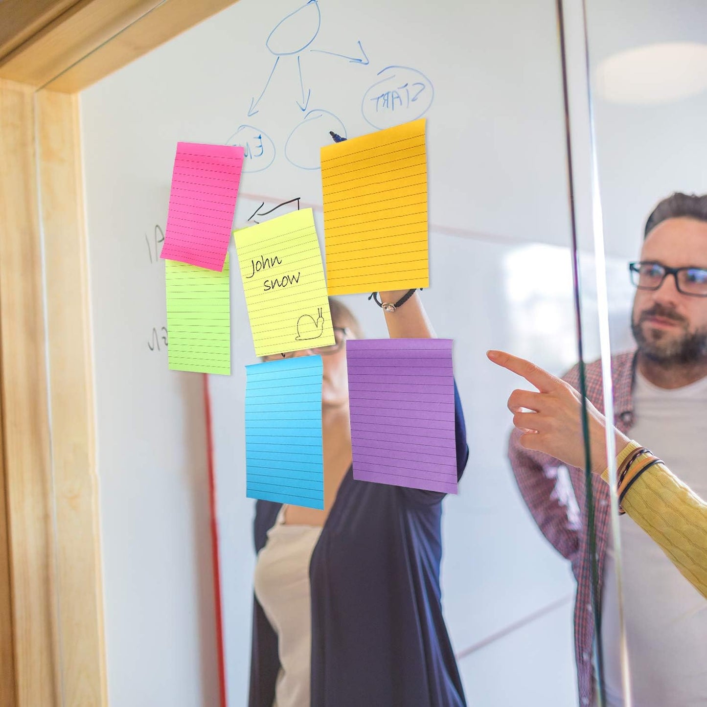 Outus 36 Pack Lined Sticky Notes 4 x 6 Inch Colorful Note Pads Back to School Lines Bright Ruled Self Sticky Pads Memos for Teacher School Classroom Office Supplies, 6 Colors (Fresh Color)