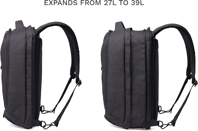 Knack Series 1 Laptop Backpack Fits up to 15 Inch - Knack Bags Carry-On Backpack, TSA Approved, Expandable Travel Backpacks With 3 Day Outfit Capacity (Stealth Black, Medium)