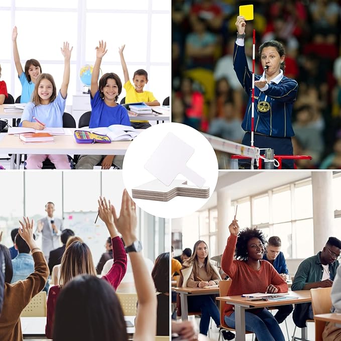 Acrux7 25 Pack Dry Erase Paddles 10" x 8" Handheld Whiteboard Paddles, Double Sided White Board Paddles, Small Dry Erase Answer Paddles for Classroom, Teaching, Auction, Office, Meeting, Party