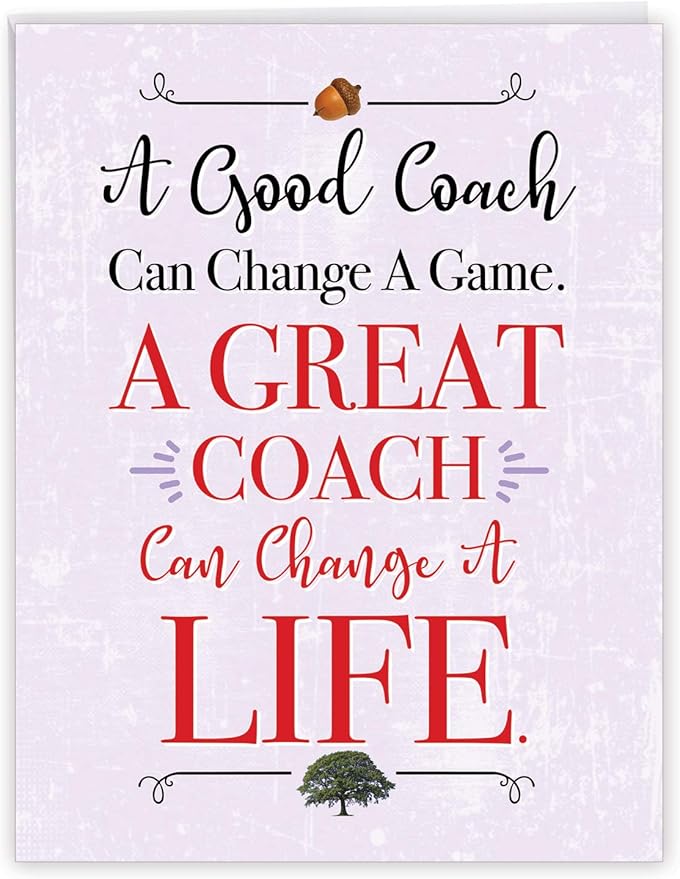 NobleWorks - 1 Jumbo School Coaches Thank You Greeting Card From US from Everyone w/Envelope (8.5 x 11 Inch) Team Sports Gratitude, Teacher and Mentor Notecard - Life Changing Coach J3127TYG-US