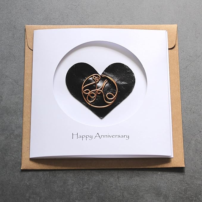 Personalized Initial Copper Card, Copper Initial, Anniversary Card for Her, Couple, Gift for Her (K)