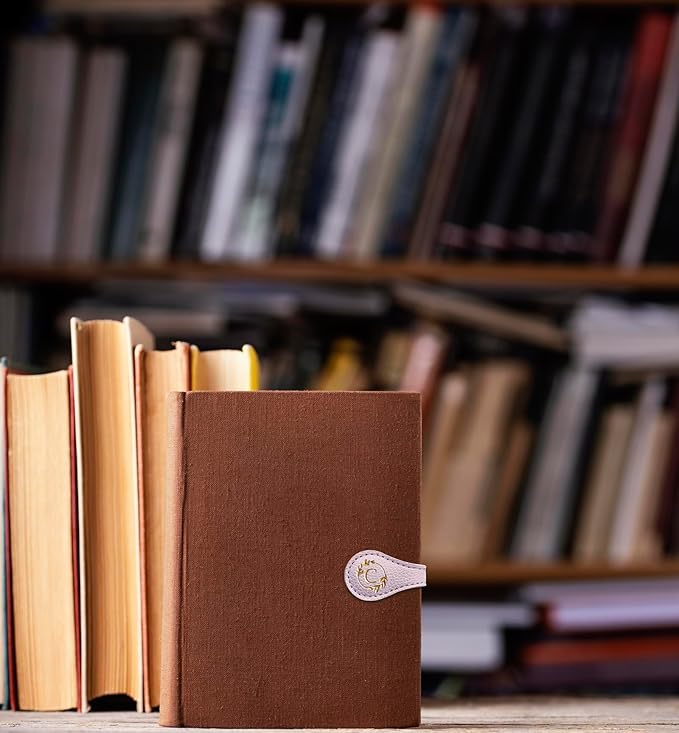 ABTOLS Magnetic Leather Initial Bookmarks, Vintage Initial ID Identification Book Marker Clip Gift Purple Capital Letter Book Markers for Book Lover Avid Readers (C)